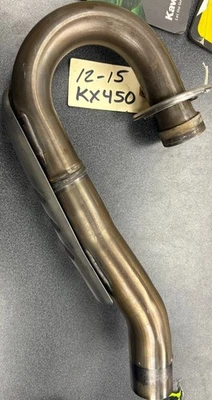 USED Like new OEM 2012-2015 Kawasaki KX450F Exhaust header with guard, no dents! - Image 1 of 4
