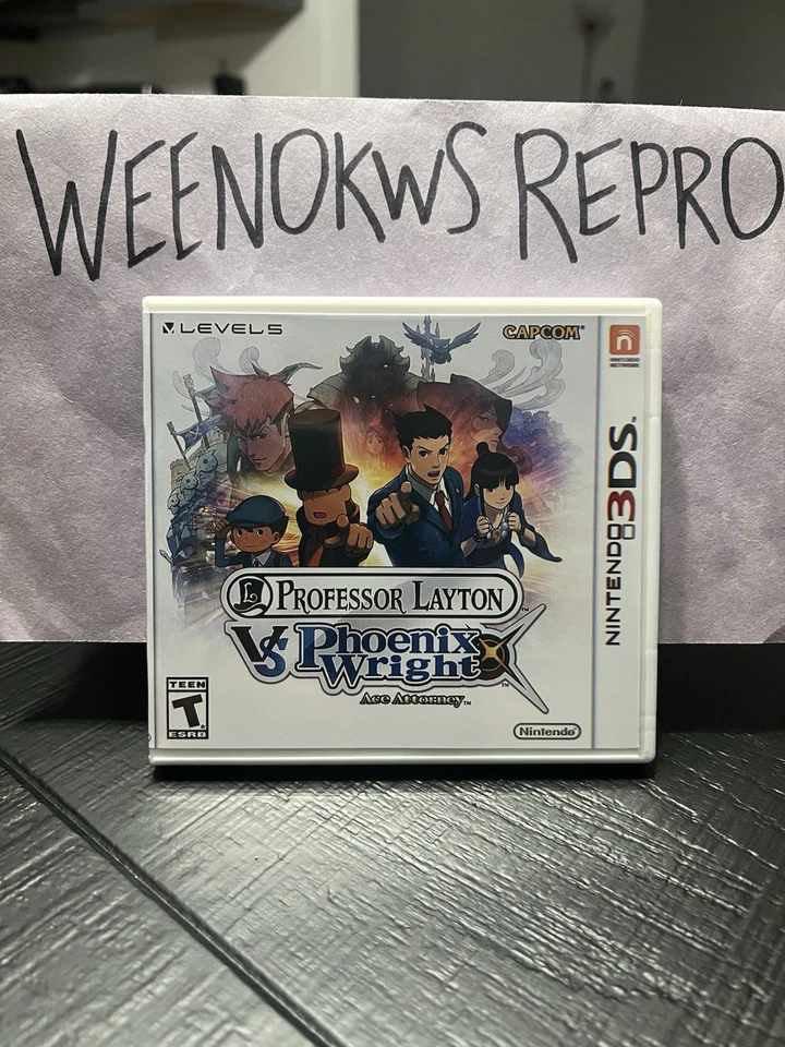 Professor Layton vs Phoenix Wright Ace Attorney HANDMADE Display Case 3ds - Image 1 of 4