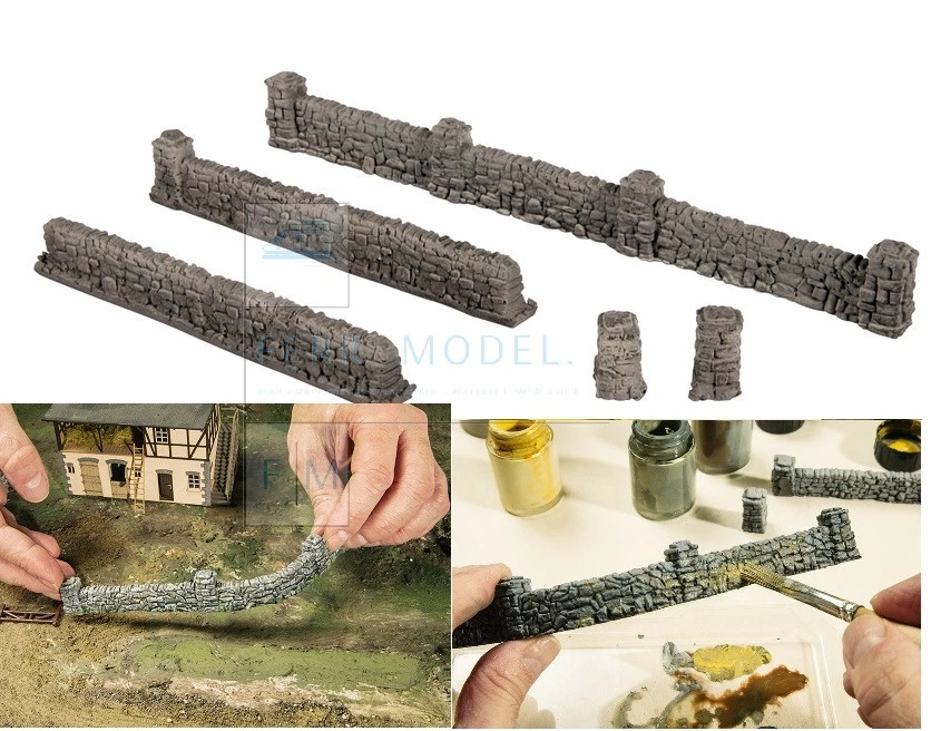 NOCH 58280 - Muro di granito componibile, 104 cm. Scala H0 1:87