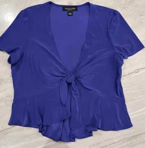 Perceptions New York L Babydoll Tie Front Coquette Crop Top Lila Flatter Seidig - Bild 1 von 13