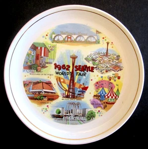 1962 Seattle World’s Fair Plate Souvenir Commemorative Space Needle Science VTG - Picture 1 of 4