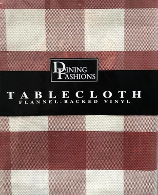 Autumn Large Gingham Check Vinyl Flannel Back Tablecloth Var Size / Color Elrene - Image 1 of 4