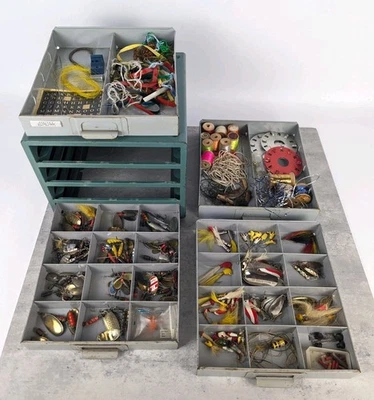Vintage Herter's Fly Tyers Cabinet Tying Kit Loads Of Items & Lures USA Made - Image 1 of 4