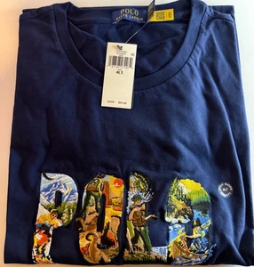 POLO RALPH LAUREN Mens Big&Tall Navy LOGO EMBROIDERED Graphic T-Shirt 4XLT NWT - Picture 1 of 5