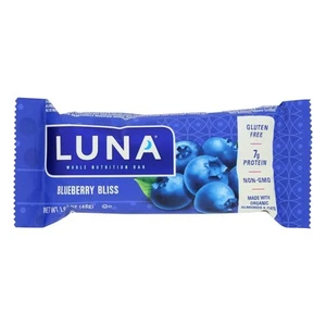Luna Bar - Organic Blueberry Bliss - Case of 15 - 1.69 oz - 70%+ Organic - - Picture 1 of 3