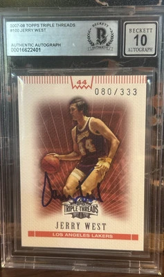 2007-2008 Topps Triple Threads Authentic Auto Beckett 10 Jerry West S/N 080/333 - Image 1 of 2
