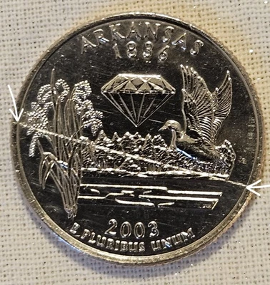 2003-D Arkansas State Quarter With Die Crack Error From Rim To Rim - Image 1 of 4