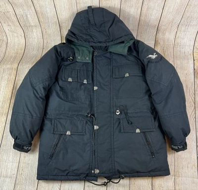 Chaqueta de Ganso Triple FAT De Colección Parka Aislada Rellena de Plumón Negra Con Capucha Grande Foto 1 de 4