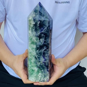 Natural Fluorite Obelisk Quartz Crystal Healing Reiki Wand Tower Point 3220g - Picture 1 of 14