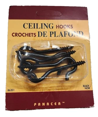 Ganchos de techo de jardín, de alta resistencia, con recubrimiento en polvo, negros, paquete de 5 - Panacea 86201 Foto 1 de 3