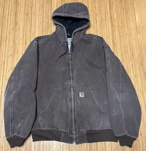 Chaqueta de Trabajo Vintage Y2K Carhartt J25 CHT Marrón Desteñido Castaño Capucha Térmica - Imagen 1 de 11