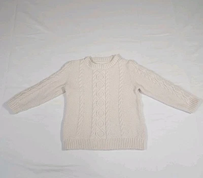 Janie and Jack 男孩毛衣 18-24 个月奶油色电缆针织棉羊毛混纺 — 第 1/4 张图片