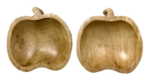 Robert Stanley Legno Forma Zucca 2 Ciotole 6 In Legno Chiaro Rustico Autunno Nuovo con etichette - Foto 1 di 4
