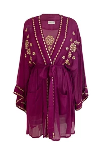 NWT $258 Miss June Short Kimono Estella Embroidered OS - Picture 1 of 8