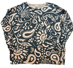 Fat Face womens teal/green long sleeve light wt sweater,, size 8,paisley - Picture 1 of 6