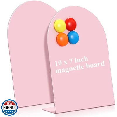 Shimeyao 2 Pcs Pink Magnetic Bulletin Board for Tabletops with 8 Magnets 10x7 - Image 1 of 4