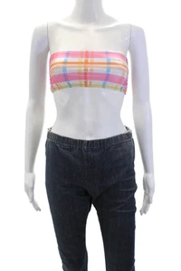 Suboo Womens Bandeau Swimsuit Top Multicolor Plaid Size XXS - Picture 1 of 6