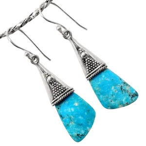 Natural Arizona Turquoise 925 Sterling Silver Earrings Jewelry E-1119 - Picture 1 of 5