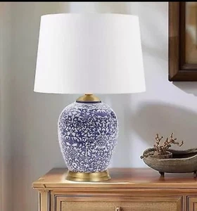 NEW Ginger Jar Lamp Blue White 22” Chinoiserie ceramic Nancy Meyers Style - Picture 1 of 2