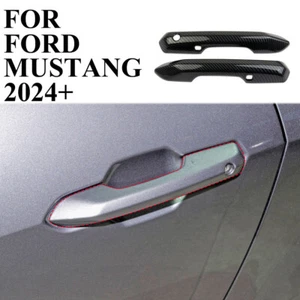 Cubierta de moldura de manijas de puertas laterales estilo fibra de carbono ABS apta para Ford Mustang 2024+ - Imagen 1 de 6