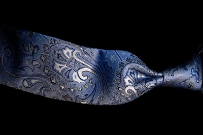 Saddlebred - Men's Blue Paisley Neck Tie 3.2"W x 58"L - Image 1 of 4