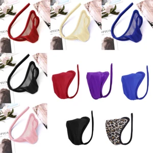 UK Men's Sissy Sheer Mesh C-String Briefs Micro Thong Pouch Panties Underpants - Picture 1 of 62