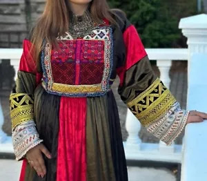 Afghan Kuchi Dress Afghan Traditional Dress red Pashtun Tajik afghani handmade - Picture 1 of 3