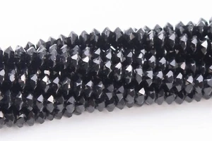 3x2MM Natural Black Spinel Beads Grade AAA Faceted Rondelle Loose Beads 15" - Picture 1 of 3
