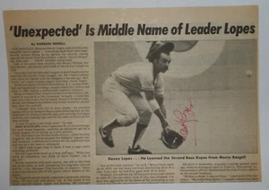 DAVEY LOPES SIGNED 10x14 SPORTING NEWS 1978 NEWSPAPER CUT SPORTSCARDS AUTHENTIC - Picture 1 of 4