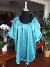 Gorgeous George Seafoam Green Satin Top can be worn off the shoulder Size 2X