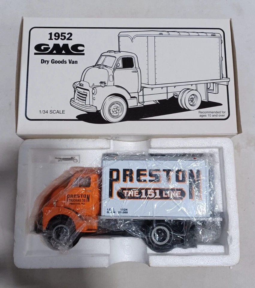 1992 First Gear 1/34 Scale Diecast Metal 1952 GMC Dry Goods Van Preston - 81 - Image 1 of 1