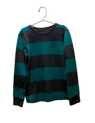 Jumping Beans Boys Shirt Size 7 Long Sleeve Pullover Green & Grey Stripe LNC - Image 1 of 4
