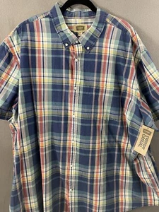 NEW Foundry Shirt Mens 4XL XXXXL Blue Check Plaid Easy Care Dress Button Up - Picture 1 of 11