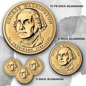 George Washington Commemorative Gold Coin Design Aluminum Circle Sign - Bild 1 von 4