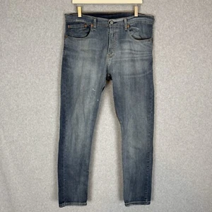 Levis 512 Jeans Men Size 34x32 Solid Blue Straight Leg Distressed - Picture 1 of 13