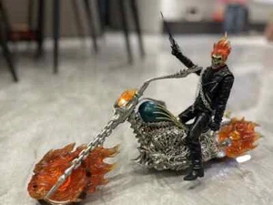 Ghost Rider Johnny Blaze 24 cm * H figure statue modello moto set oggetti da collezione - Foto 1 di 12