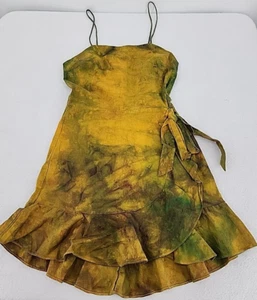 Express (01/22) Women's Medium Linen Blend Dress Procion Ice Tie Dyed Upcycled - Picture 1 of 19