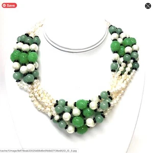KENNETH JAY LANE, FRESHWATER PEARLS & JADE CORALS NECKLACE - Picture 1 of 3