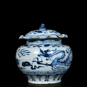 Collectable Art Chinese Hand Blue&white Porcelain Dragon Pot - Picture 1 of 9