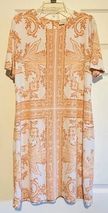 Michael Kors Damen Etuikleid Nektarine Paisley Reißverschluss hinten Größe L - Bild 1 von 7