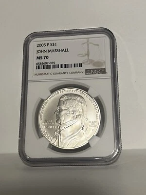 MS70 2005-P John Marshall Commemorative Dollar NGC Brown Label * - Image 1 of 2