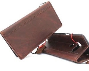 Genuine vintae leather case for LG V40 book cards wallet slim cover brown thin - Picture 1 of 10