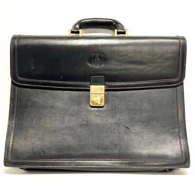 Maletín acordeón de cuero negro Mark Cross de colección Softshell bloqueo a presión mango duro Foto 1 de 4