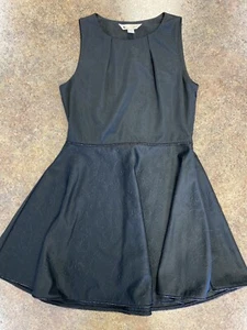 Yumi Womens Black Floral Embossed Fit Flare Sleeveless Circle Dress Sz 8 10 - Picture 1 of 12
