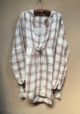 Top túnica bronce CP Shades para mujer mediano doble algodón gasa cuadros 6587-461 nuevo Foto 1 de 4