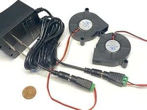 2 sets 110AC to DC 5015 12V 50MM x 15MM Cooling Blower Fan power supply b16 - Picture 1 of 2