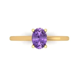 Designer-Ring 1 kt ovaler Alexandrit Stein Hochzeit Brautversprechen 14 kt Gelbgold - Bild 1 von 11