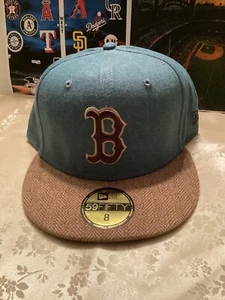 New Era Boston Red Sox Blue Denim Brown Tweed 59FIFTY Fitted Hat Size 8 - Picture 1 of 6