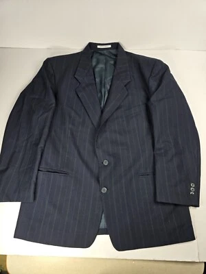 Blazer de lana a rayas Y2K Yves Saint Laurent YSL abrigo deportivo traje chaqueta 44 Francia Foto 1 de 4