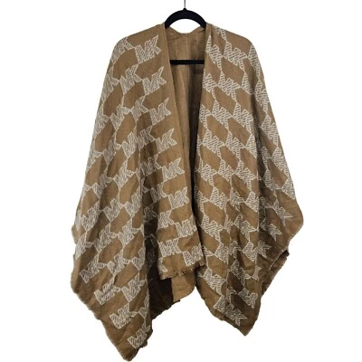 Mantón tejido geométrico beige y blanco estilo vintage talla única Foto 1 de 4